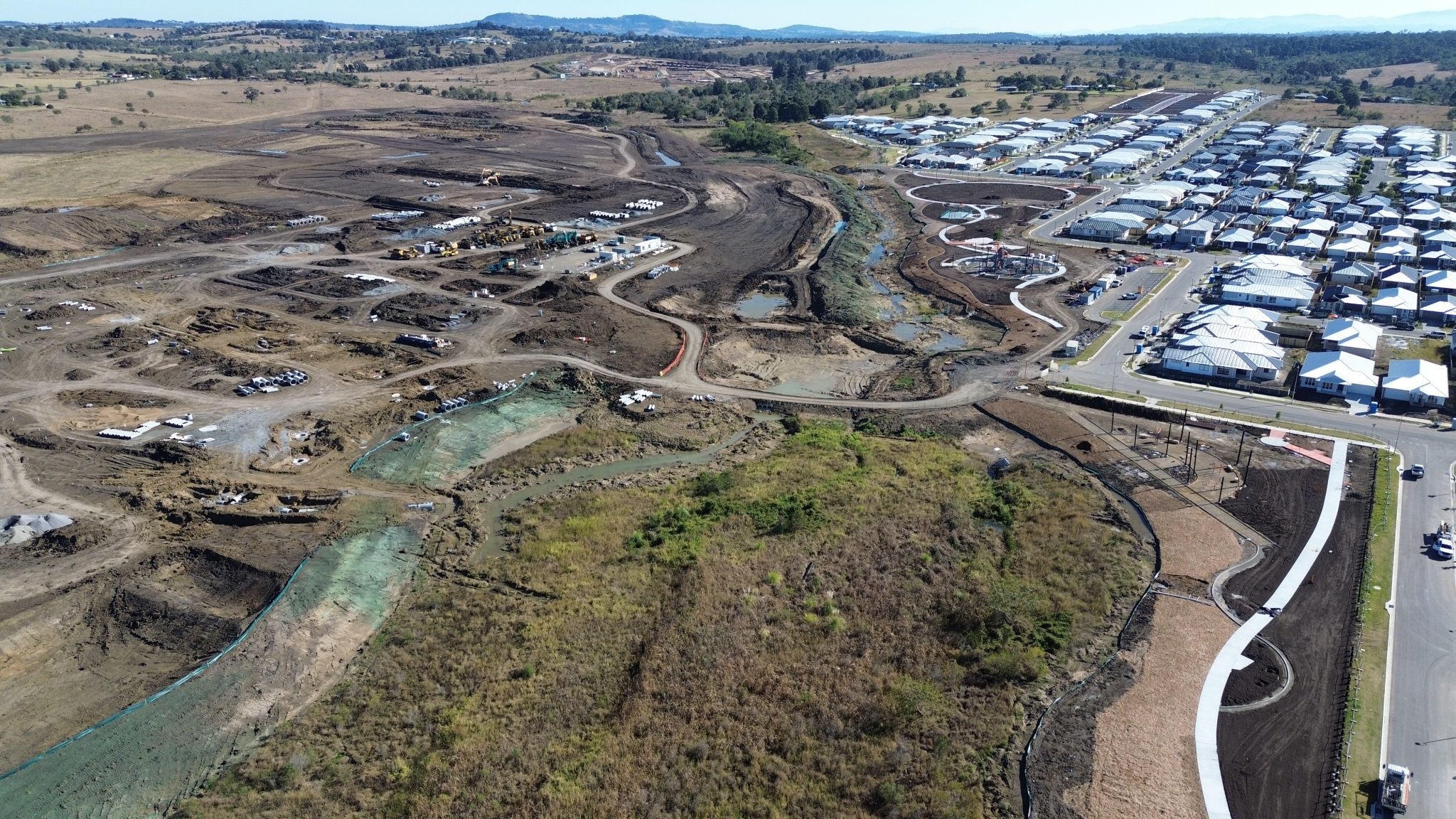 Construction progress of Dawn, Walloon, a master planned community near Ipswich.
